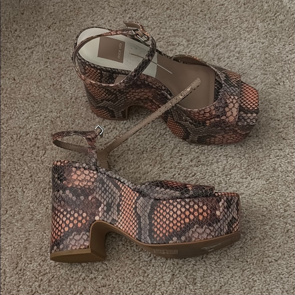 Dolce Vita Snake Print Platform Sandals